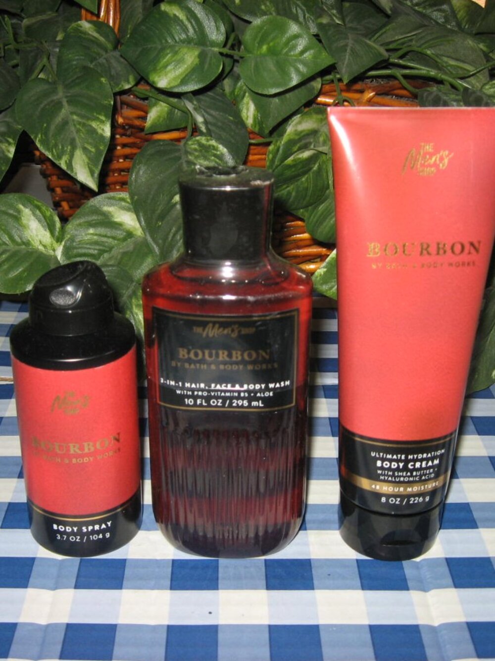 BBW Mens Bourbon 3 In 1 Hair Face & Body Wash Body Spray & Cream Lot of 3 NWT